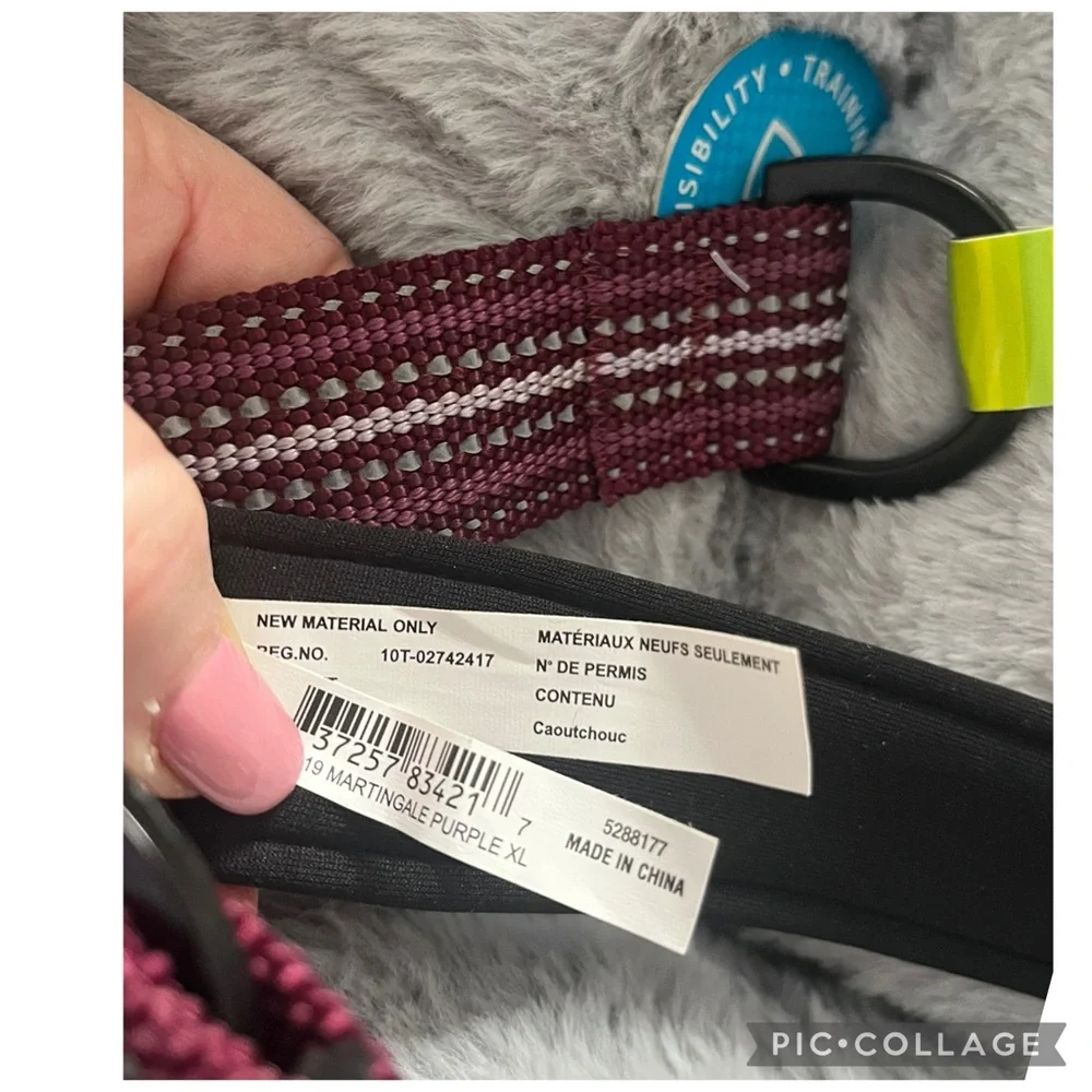 Top Paw XL Purple Reflective Martingale Dog Collar New